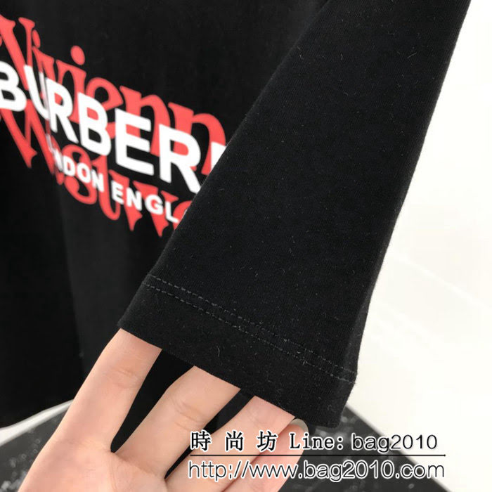 BURBERRY巴寶莉 聯名西太后限定款 19ss早春新款 黑紅疊加字母印花logo男款短袖  ydi1680